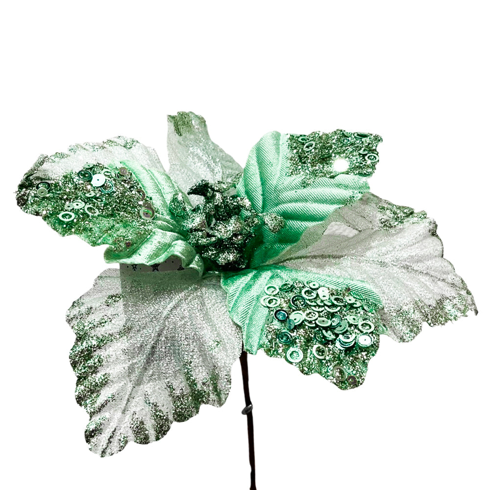 Flor Poinsettia 15 CM Menta - Montefiori Christmas
