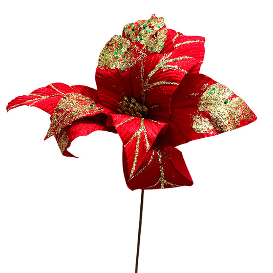 Flor Navideño Poinsettia 30 CM Rojo - Christmas Elegance