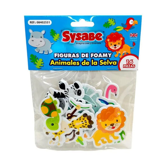 Figuras de Foami Adhesivo Sysabe de Aminales Selva 16 Piezas