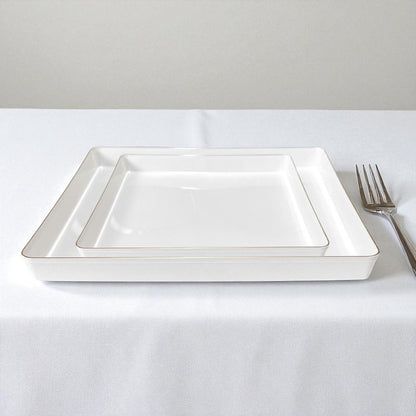 Platos Reutilizables Lillian / 20 Piezas / Blanco con Borde Dorado