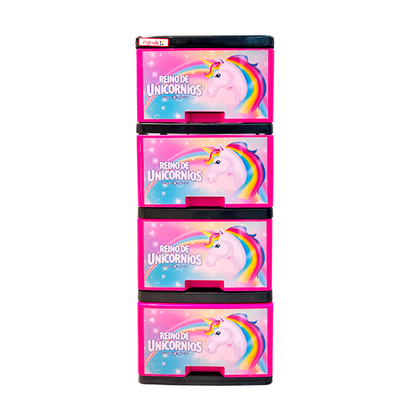 Gavetero Mediano Plastimas De 4 Gavetas Unicornio