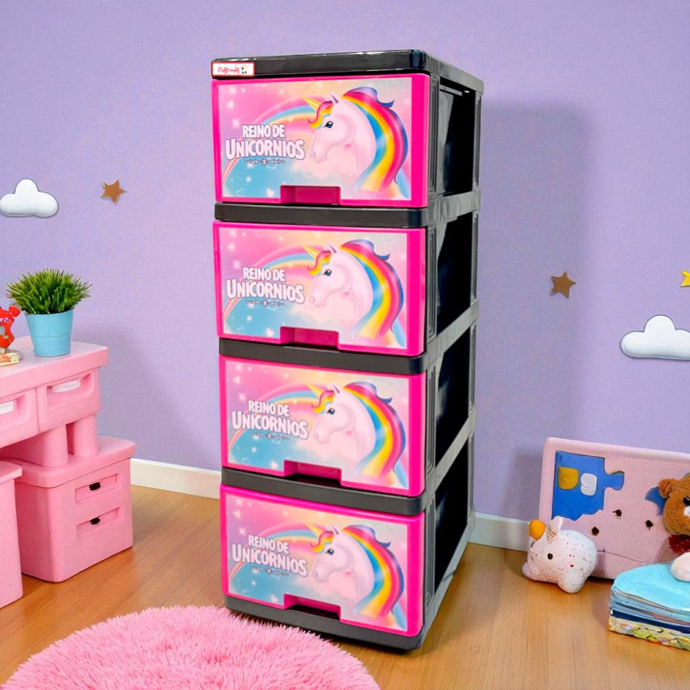 Gavetero Mediano Plastimas De 4 Gavetas Unicornio