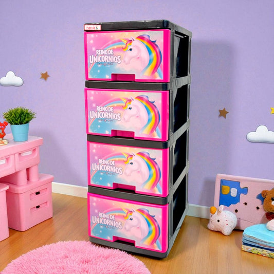 Gavetero Mediano Plastimas De 4 Gavetas Unicornio