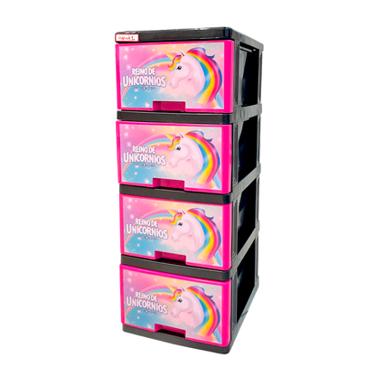 Gavetero Mediano Plastimas De 4 Gavetas Unicornio