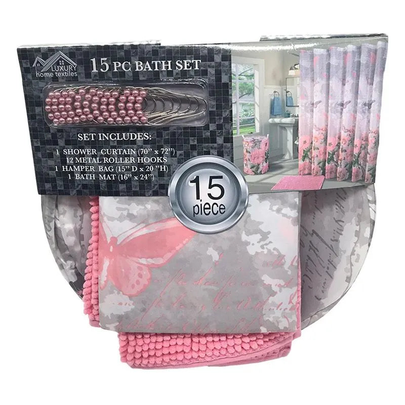 Set de Cortina y Accesorios Para Baño Home Elegance 15 Piezas - Surtido