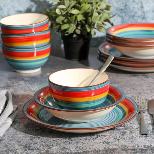 Vajilla de Cerámica Gibson Rainbow – 12 Piezas / Multicolor