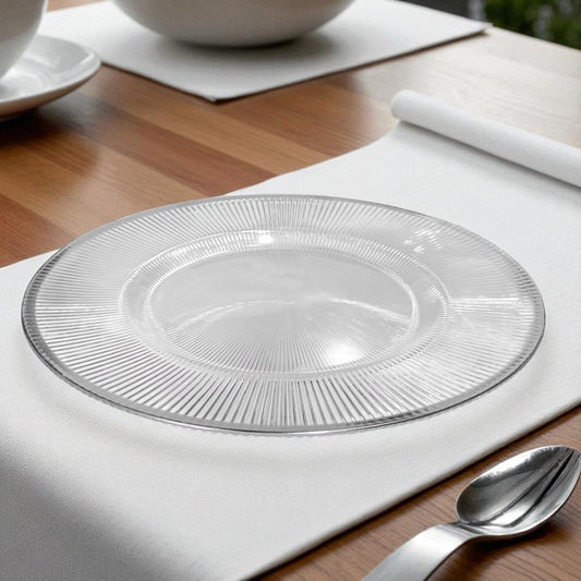 Plato Llano Plástico Koopman / 33 cm / Clear-Silver / Surtido