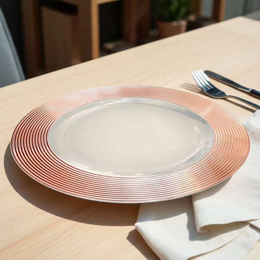 Plato Llano Plástico Koopman / 33 cm / Clear Rose-Gold / Surtido