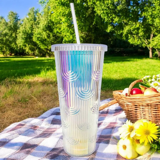 Vaso Acrílico Diamond Home de 710Ml / Tapa Y Carrizo/Surtido
