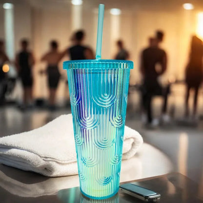 Vaso Acrílico Diamond Home de 710Ml / Tapa Y Carrizo/Surtido