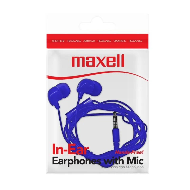 Audífonos IN-BAX Estéreo Básicos Maxell de Tapón de Silicona Azul