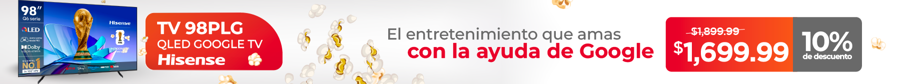 Televisor Hisense 98" / QLED / Google TV