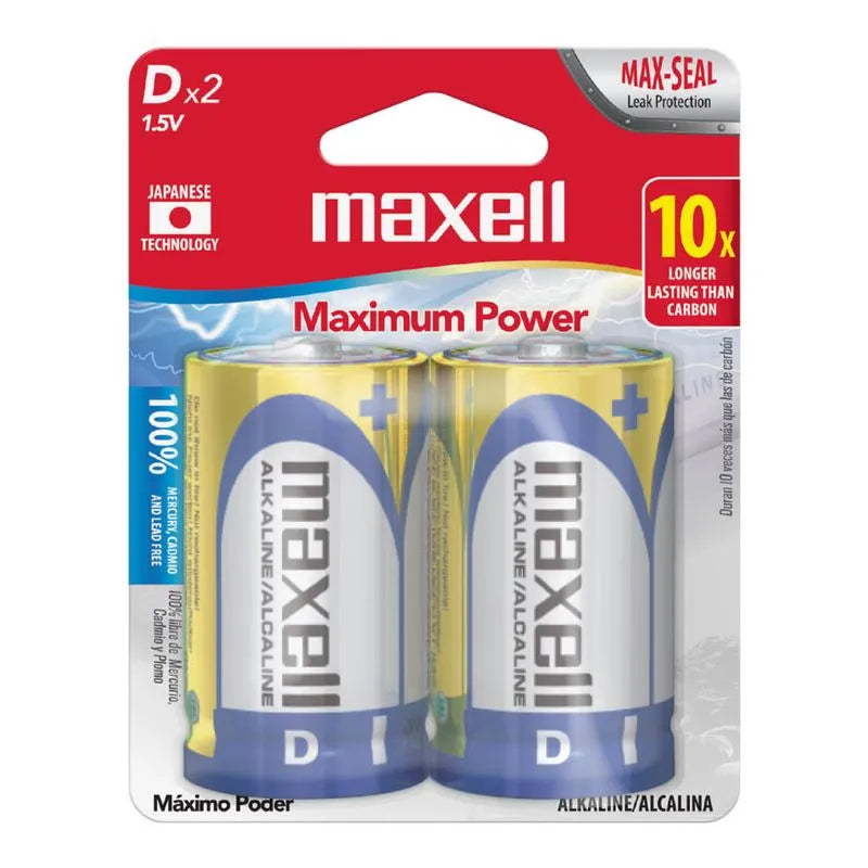 Batería Alcalina Maxell Tipo D 2 Piezas