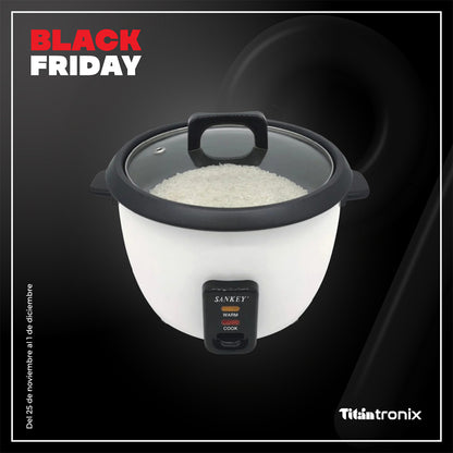 Olla Arrocera Sankey / Blanca / Tapa de Vidrio / 6 Tazas