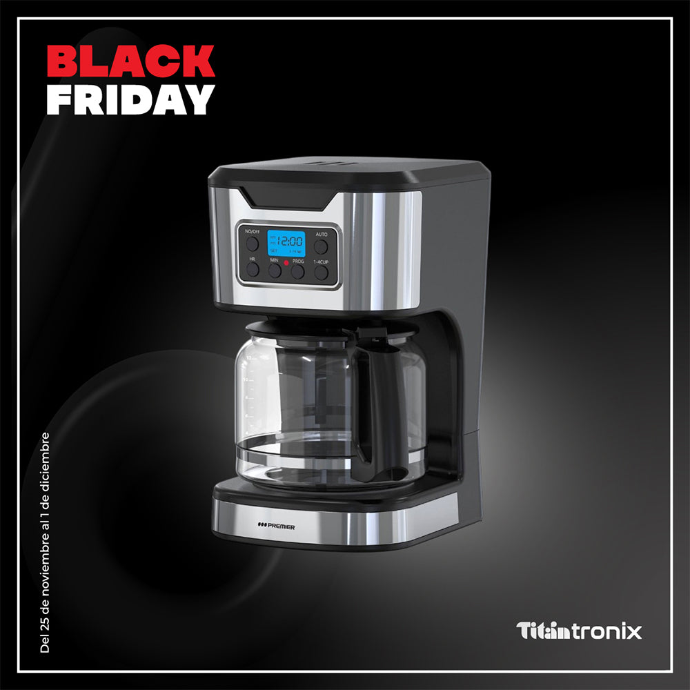 Cafetera Eléctrica Premier Digital / 12 Tazas / Jarra de Vidrio