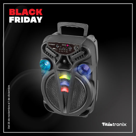 Bocina Portátil Sankey PA-8DCC001A 8” / Bluetooth / Karaoke / Luces LED / USB / Micrófono Incluido