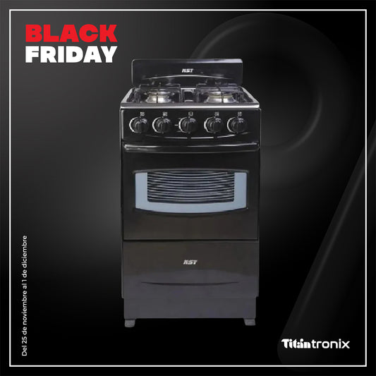 Estufa a Gas NST de 20" / 4 Quemadores / Negro