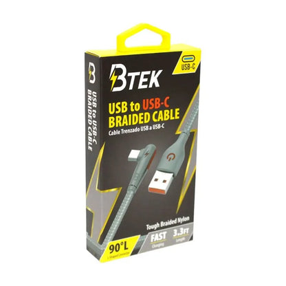 Cable Trenzado Btek Usb-C de 1 Metro - Gris