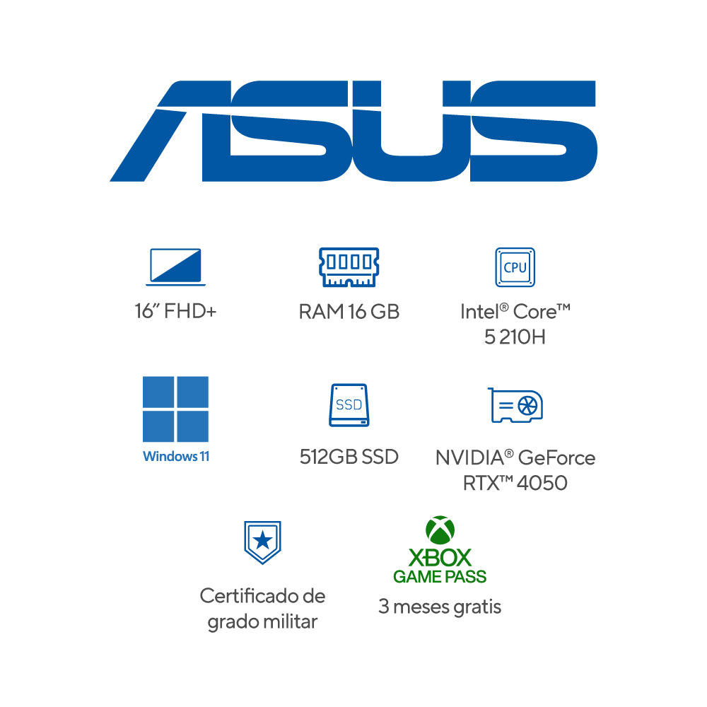 Laptop Gamer Asus TUF F16 Core 5 RTX 4050 16GB - titan.com.pa