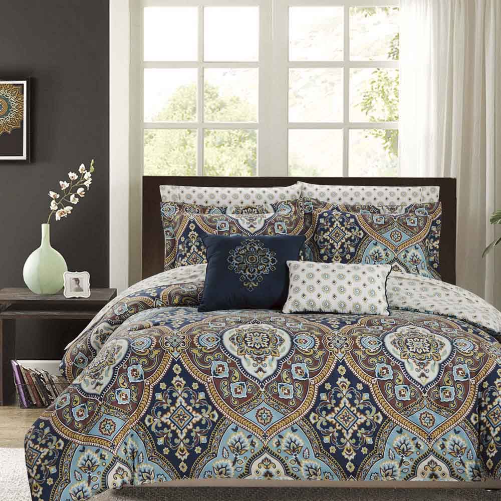 Comforter Olivia Gray Juego De 9 Piezas Reversible - Queen