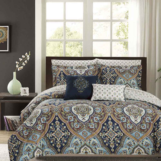 Comforter Olivia Gray Juego De 9 Piezas Reversible - Queen