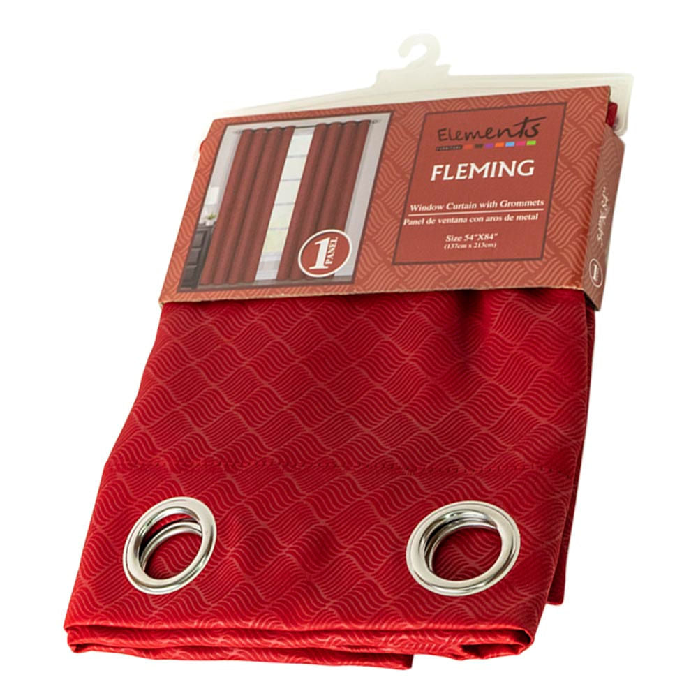 Cortina Elements Fleming Con Aros 54" x 84" - Rojo