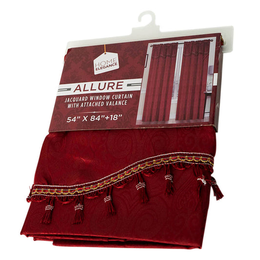 Cortina Home Elegance Con Cenefa Color Vino Tinto