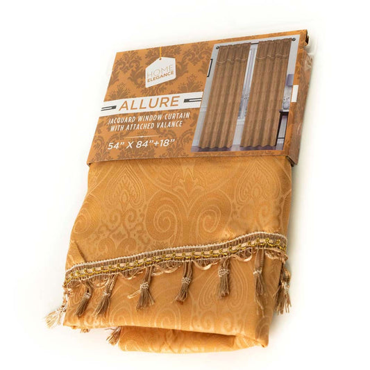 Cortina Home Elegance Con Cenefa Color Oro