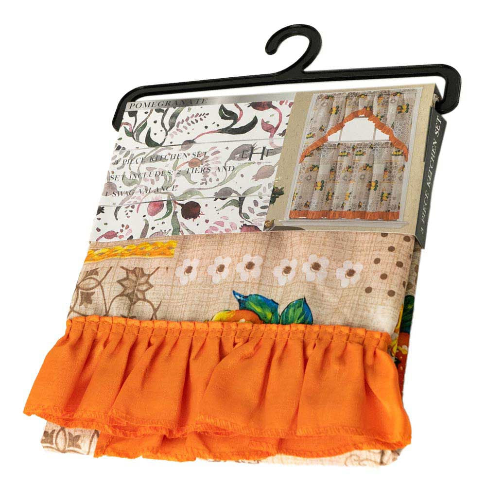 Cortina Para Cocina Estampado Granada 3 Piezas