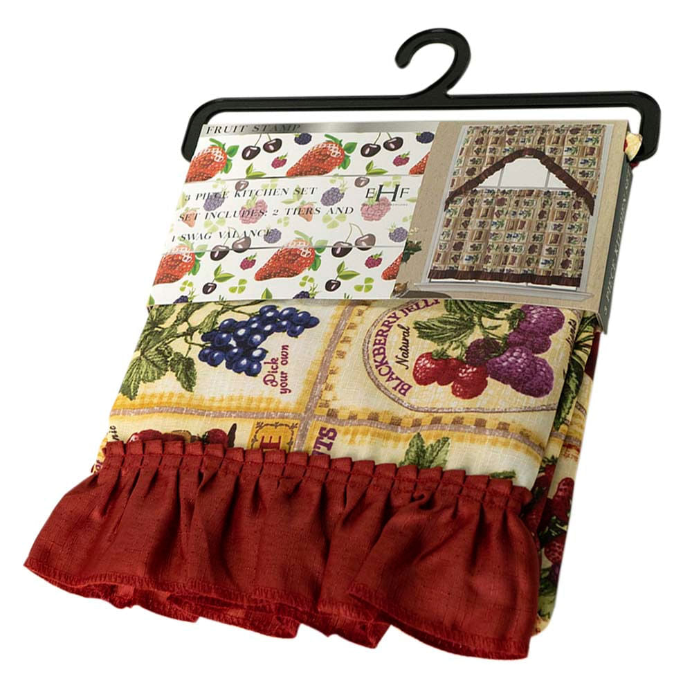 Cortina Para Cocina Estampado De Frutas 3 Piezas