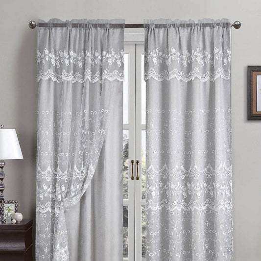 Cortina Aliya Silver White Con Cenefa