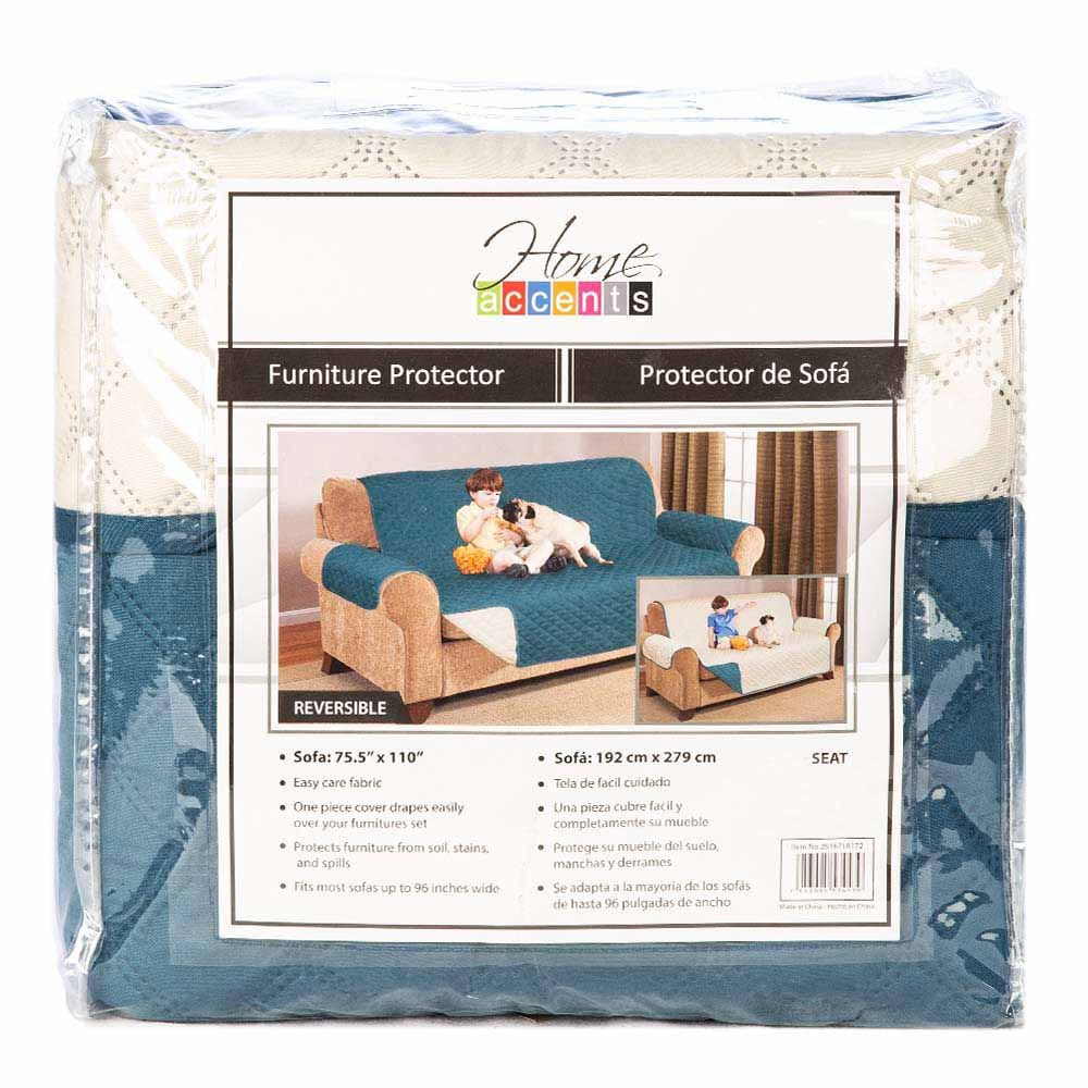 Protector Para Sofá Reversible Estampado Azul Beige 2 Puestos