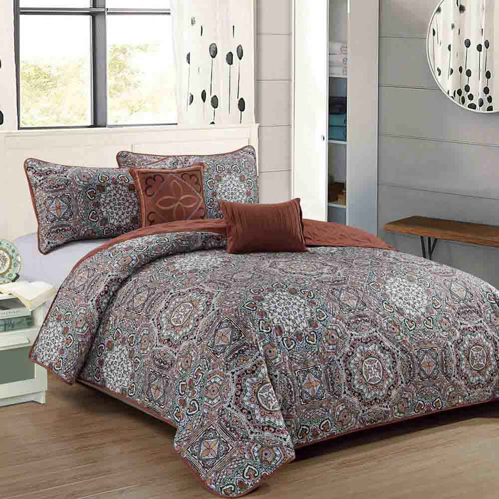 Sobrecama King Rt Designer Juego 5 Piezas Reversible