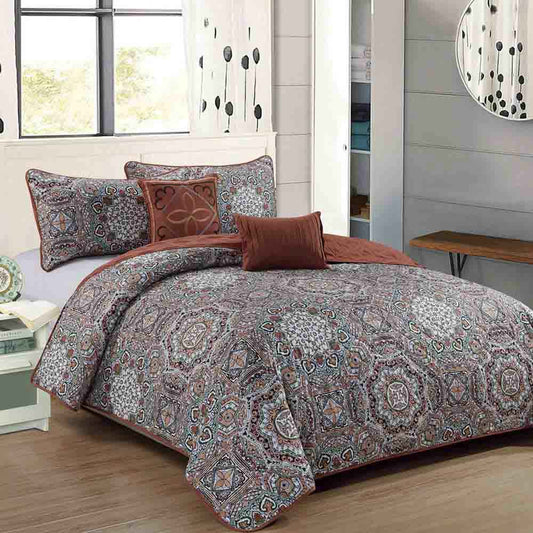 Sobrecama King Rt Designer Juego 5 Piezas Reversible