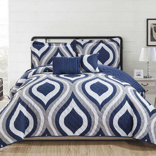 Sobrecama Rt Designer Juego 5 Piezas Reversible - Queen