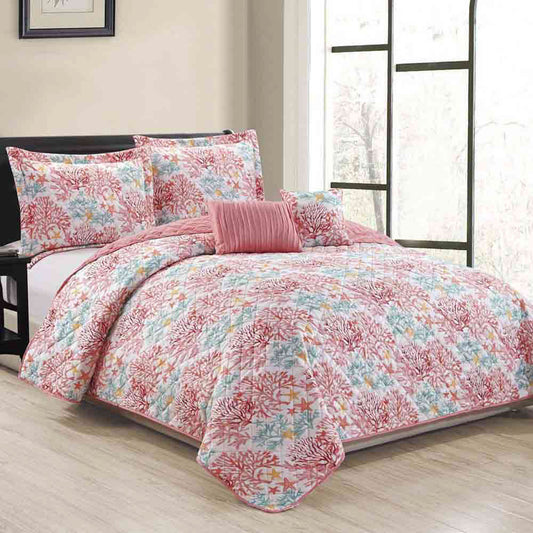 Sobrecama Rt Designer Juego 5 Piezas Reversible - Queen