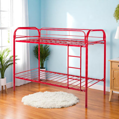 Camarote Twin/Twin Elements Furniture Rojo De Metal