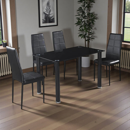 Comedor Elements Furniture / 4 Puestos de Metal / Vidrio Black