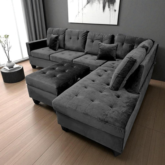 Juego De Sala Elements Furniture Forma L Negro