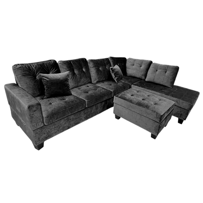 Juego De Sala Elements Furniture Forma L Negro
