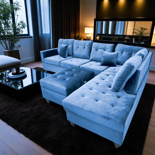 Juego De Sala Elements Furniture Forma L Blue