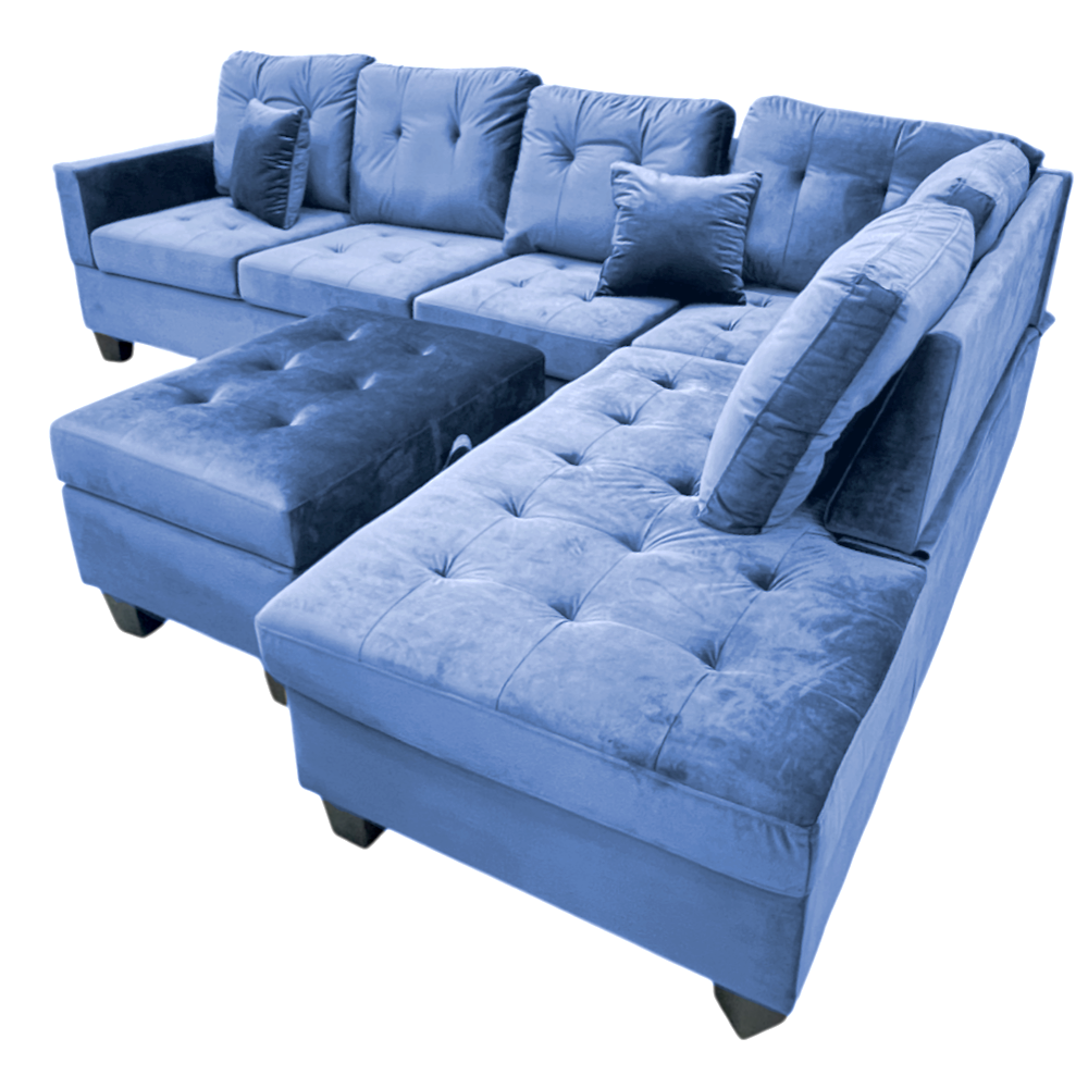 Juego De Sala Elements Furniture Forma L Blue