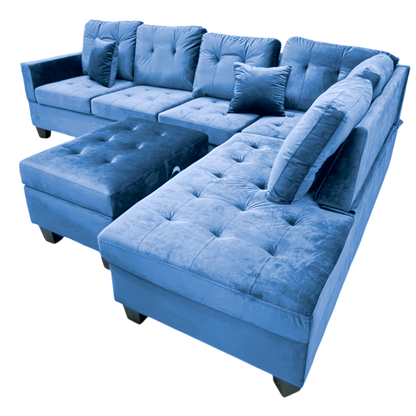 Juego De Sala Elements Furniture Forma L Blue