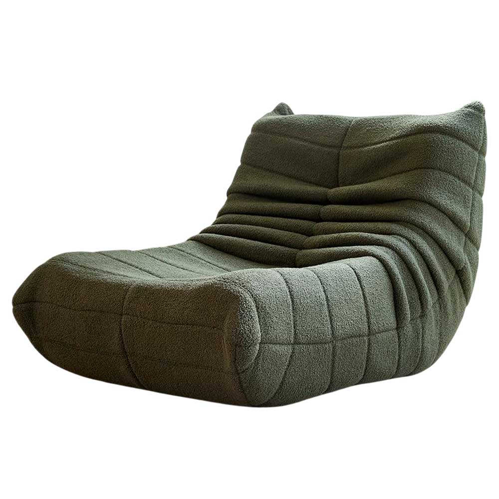 Sofá 1 Puesto Modasi Verde / Estilo Puff Lounge / Tela Teddy