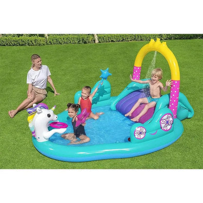 Piscina Bestway Centro de Juego Unicornio 274 cm x 198 cm x 137 cm
