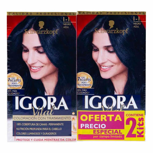 Kit De Tinte Igora Vital Negro Azul 1-1