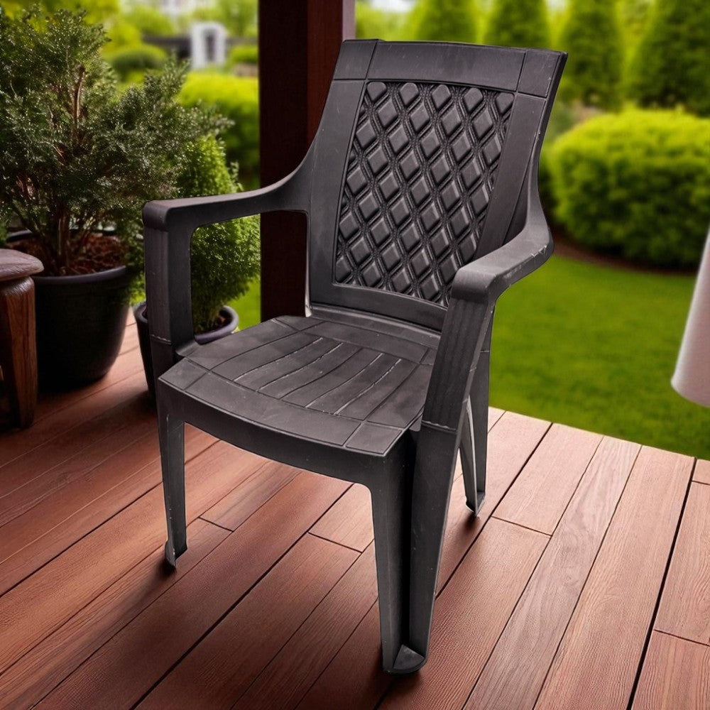 Silla Plástica Con Brazos / Floral Plastic / Marrón