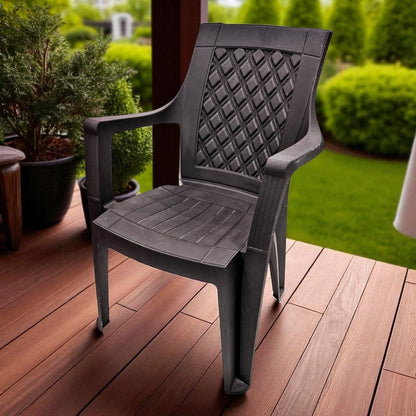 Silla Plástica Con Brazos / Floral Plastic / Marrón