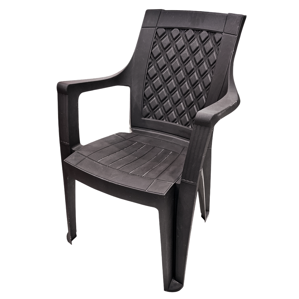 Silla Plástica Con Brazos / Floral Plastic / Marrón