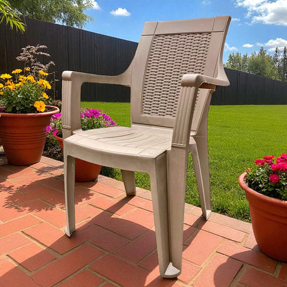 Silla Plástica Con Brazos Floral Plastic / Capuccino
